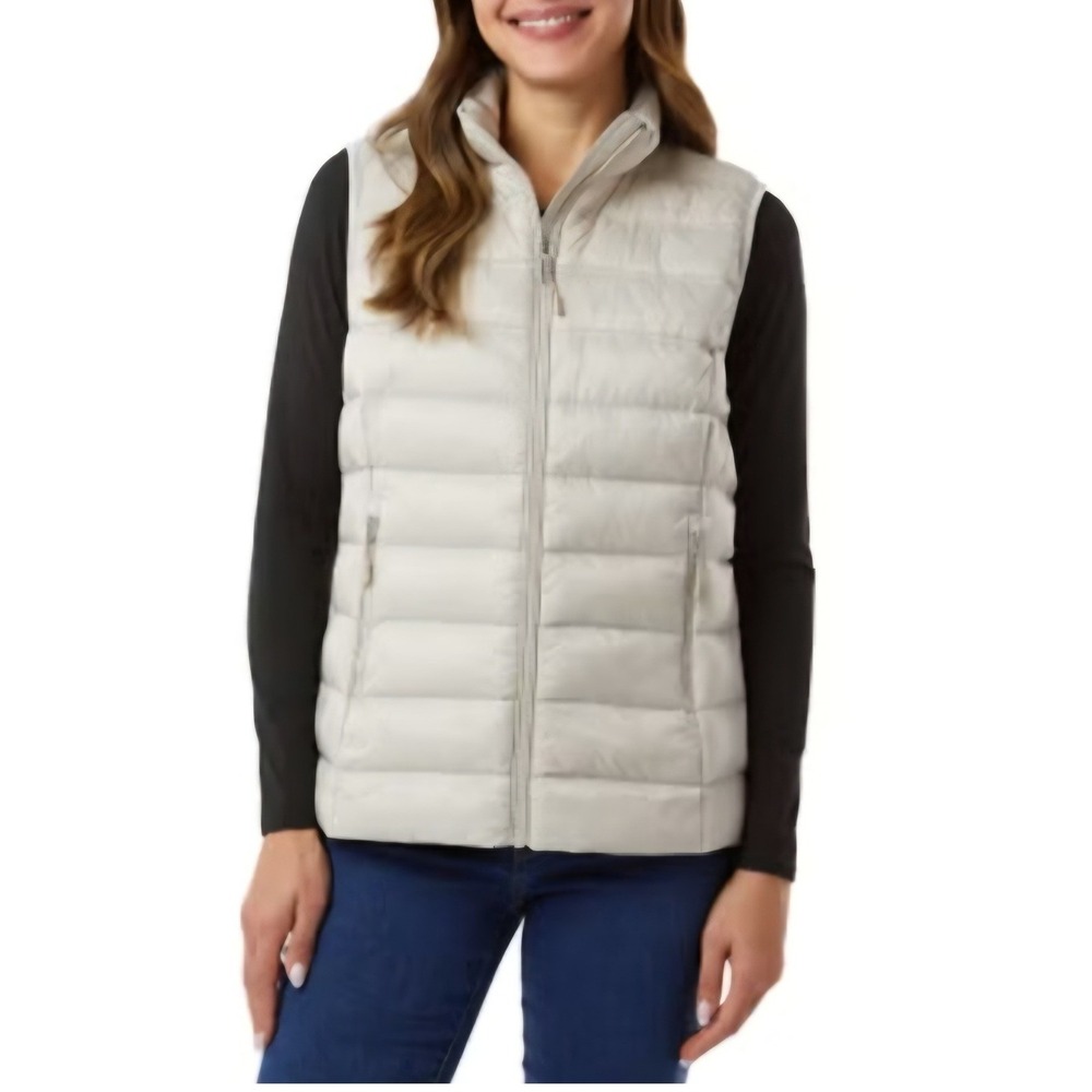 32 Degrees Heat Womens Puffer Vest Champagne Beige Quilted Full Zip Medium NWT